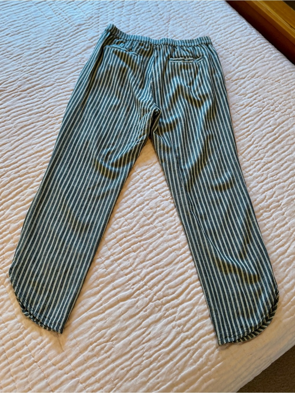 Marine Layer Womens Gray Striped Dolphin Hem Relaxed Leg Allison Pant - Medium